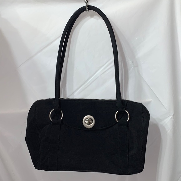 BAGGALLINI Black Satchel With khaki liner Zipper for main compartment - Picture 1 of 9